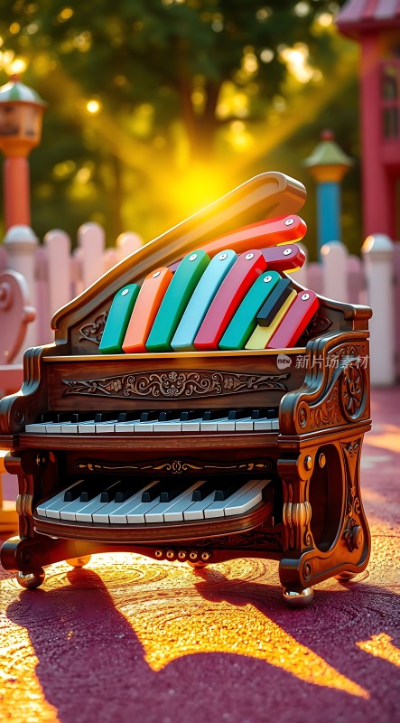 阳光下的彩色钢琴