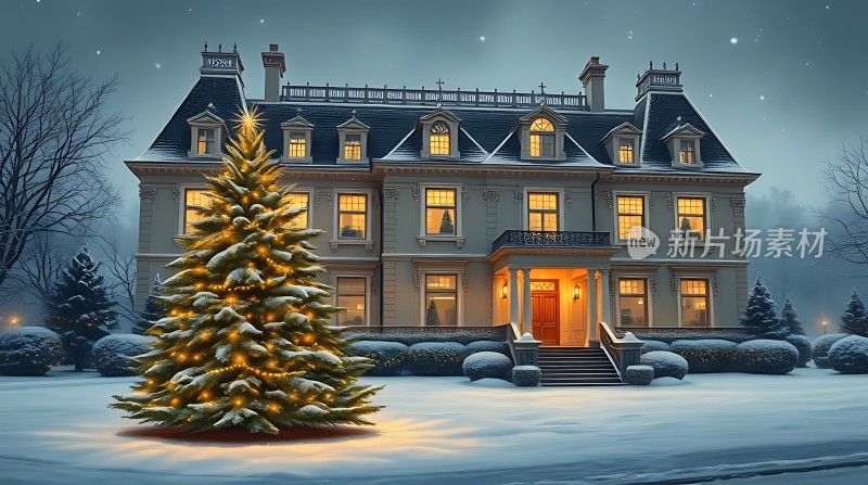 圣诞树下的温馨家园