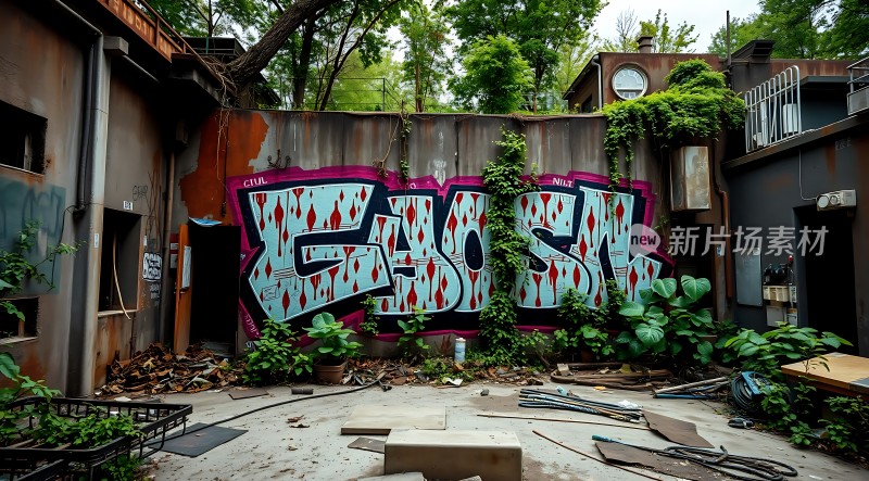 废弃建筑中的艺术与自然融合