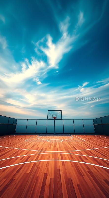 篮球场上的蓝天白云