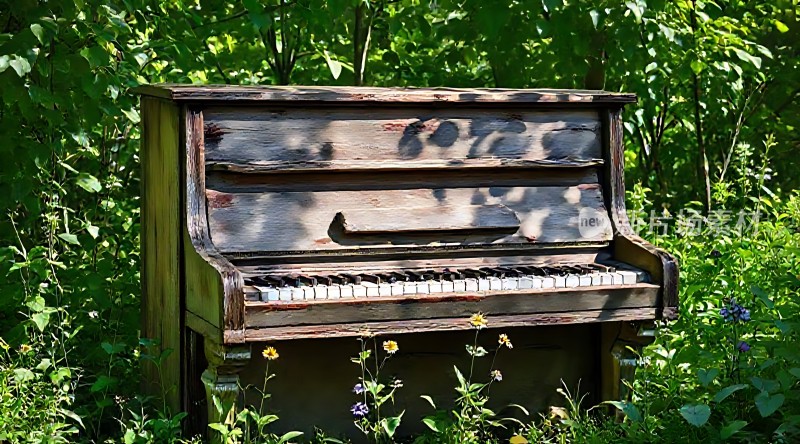 废弃钢琴与自然共舞