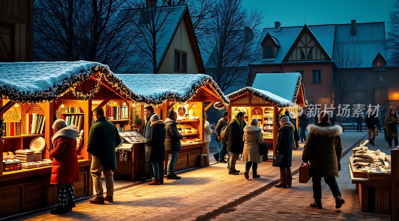 冬日集市夜市购物