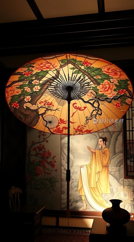 古风油纸伞下的优雅人物