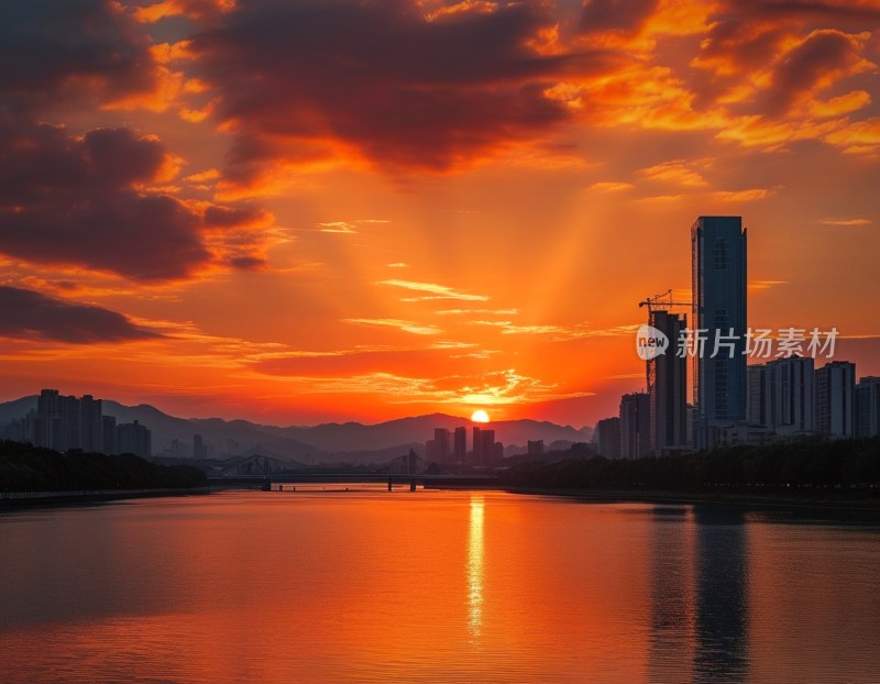 赣南日落晚霞映天