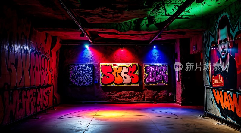 涂鸦艺术展示色彩斑斓光影交错