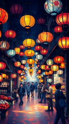 灯笼夜市繁华街景 灯笼夜市繁华街景