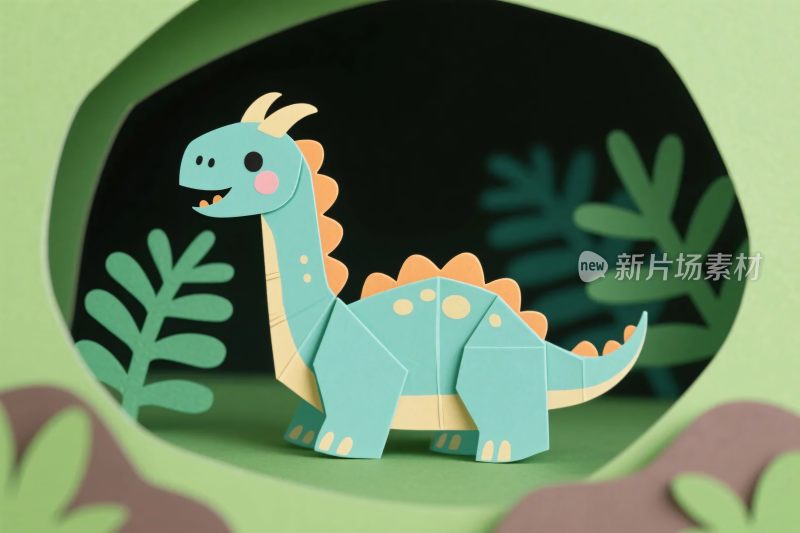 卡通恐龙纸艺插画