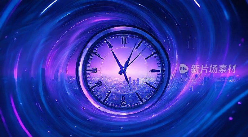 紫色漩涡中的时钟
