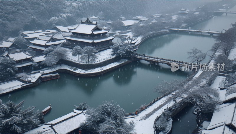 成都都江堰雪景航拍