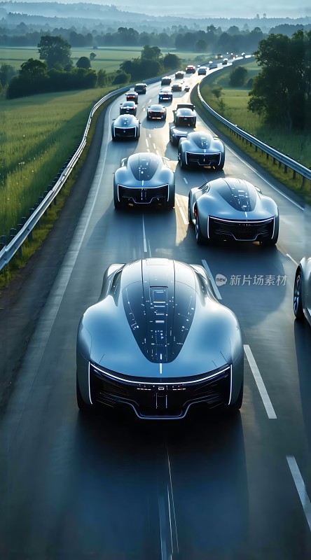 未来科技感汽车高速行驶