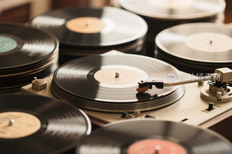 复古黑胶唱片与唱机