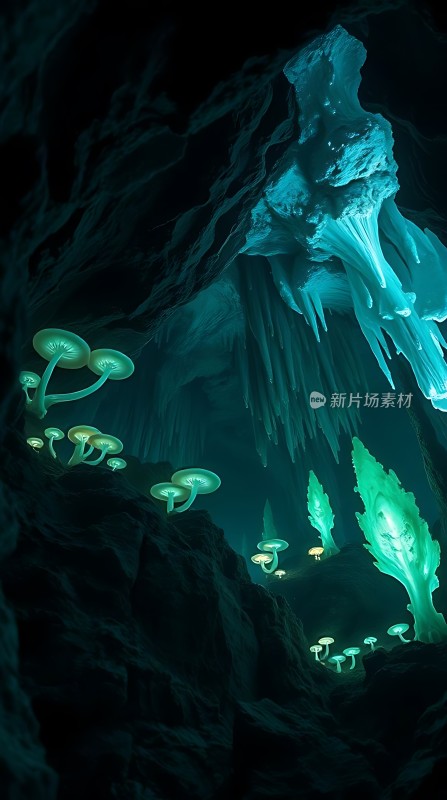 神秘洞穴中的荧光生物奇观