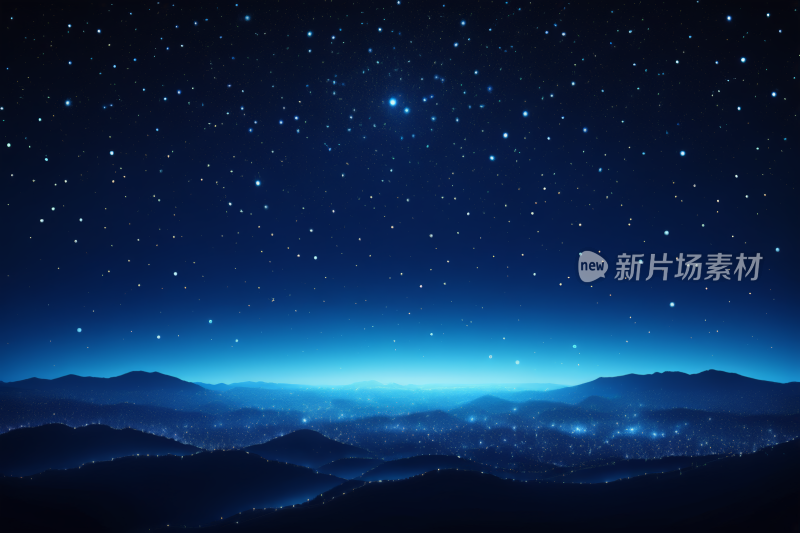 星空夜空群山繁星高清背景纹理图片