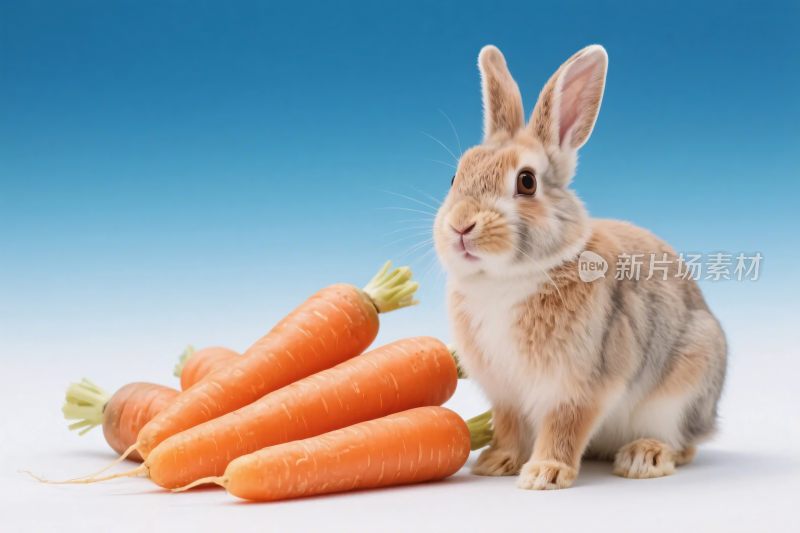 兔子与胡萝卜摄影图