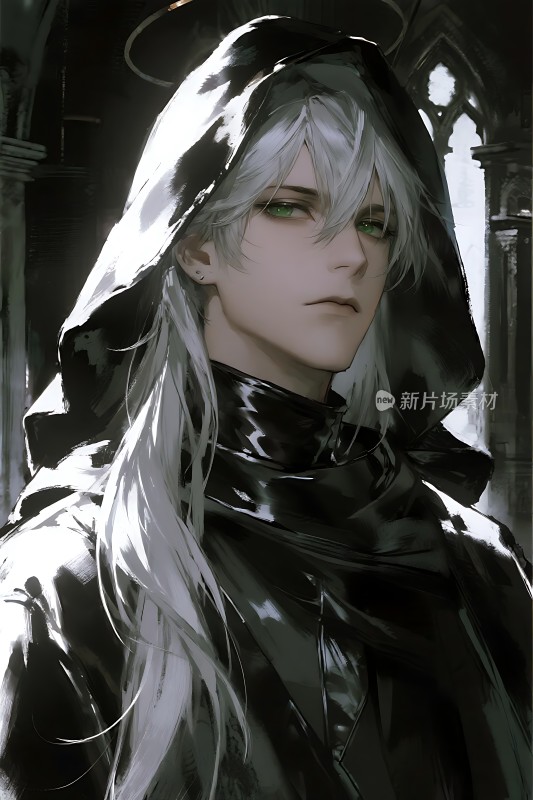 银发绿眼神秘男子