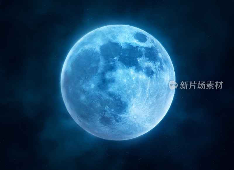 梦幻蓝色满月夜空景象