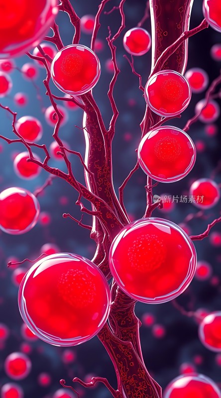 红色血管与血细胞的艺术表现