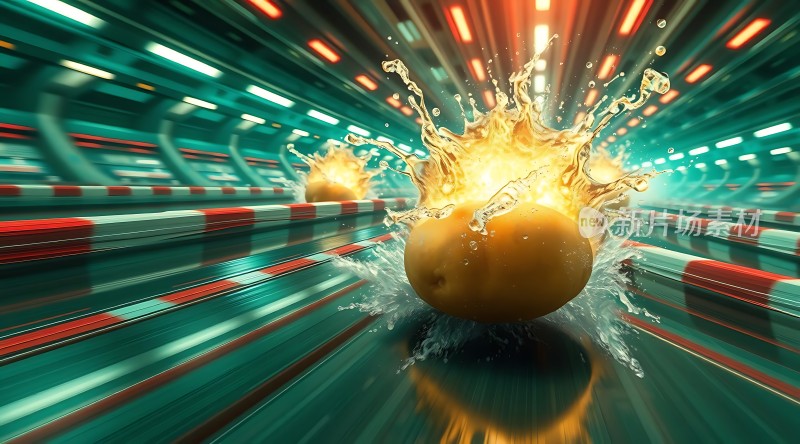 水果碰撞溅起水花