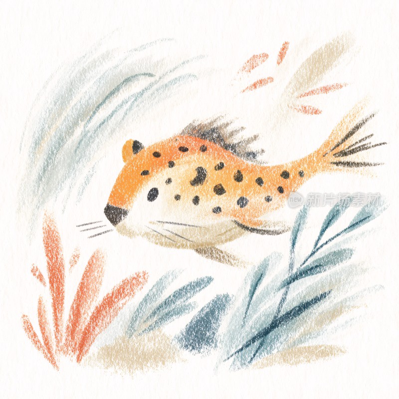 手绘斑点鱼插画