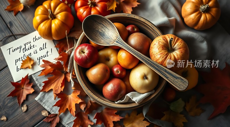 秋日丰收苹果与南瓜的温馨盛宴