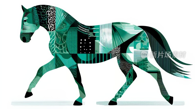 青色骏马剪纸 少数民族风苗绣苗族工艺品