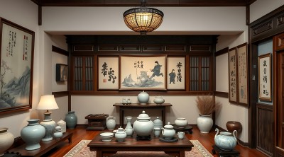 古风雅室瓷器与书法的艺术盛宴