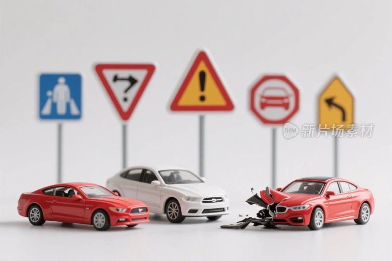 交通标志与玩具车场景