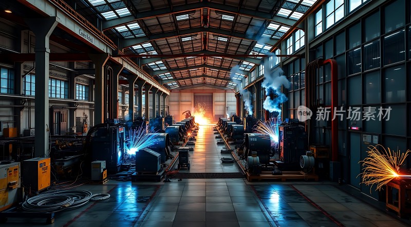 车间内的焊接场景