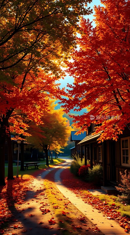 秋日暖阳下的宁静小径