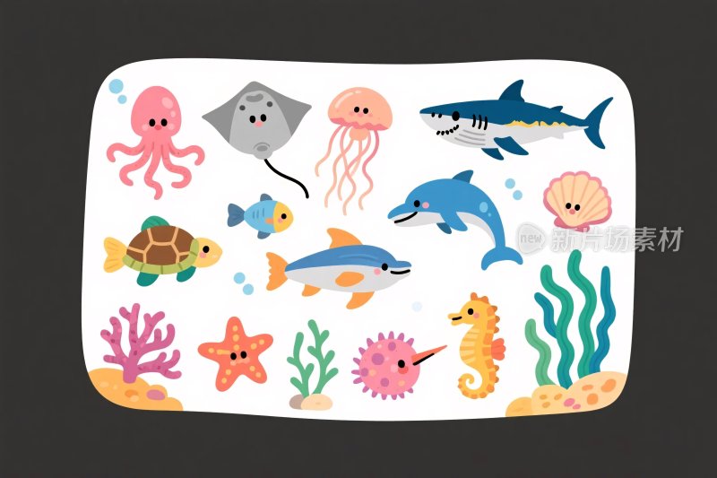 海洋生物卡通插画
