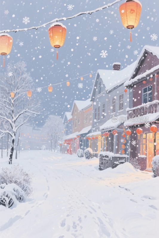 冬日古街雪景