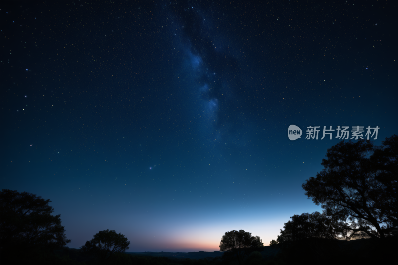 星空有几棵树和几颗星星高清背景纹理图片