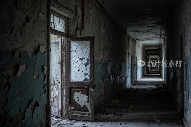 废弃走廊的老旧景致