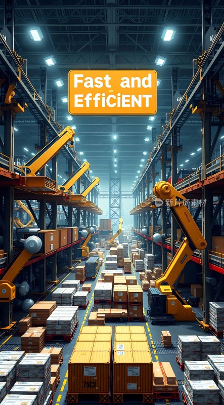 高效物流仓库智能机械臂搬运货物