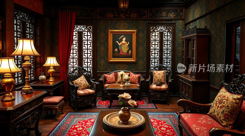 古风雅室红木家具精美装饰古典韵味