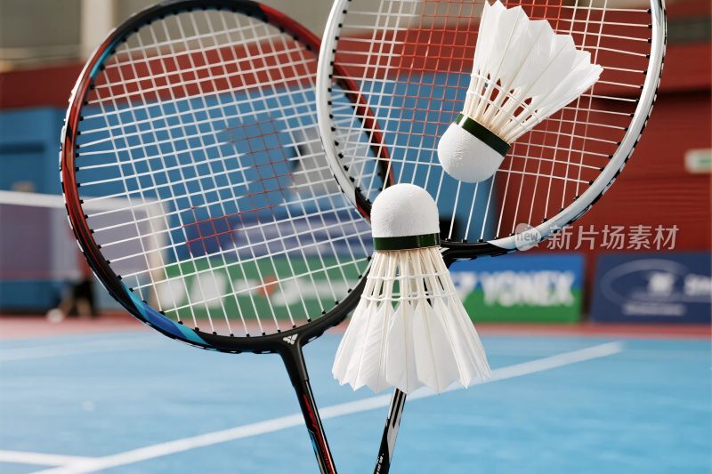 羽毛球拍与羽毛球特写
