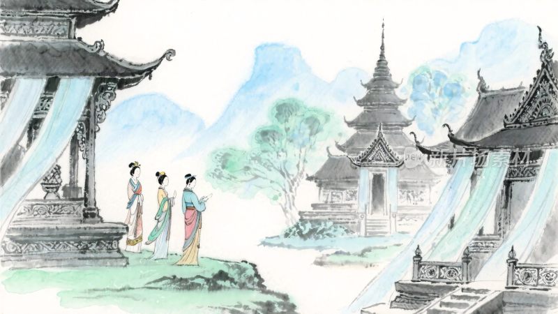 中国古风山水插画