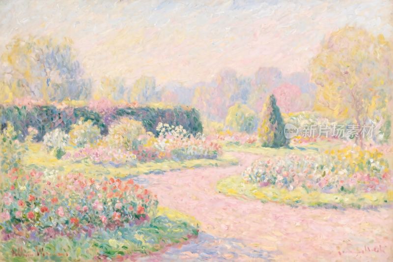 花园印象派风景画
