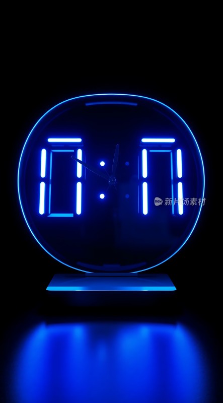 蓝色数字时钟显示01:01