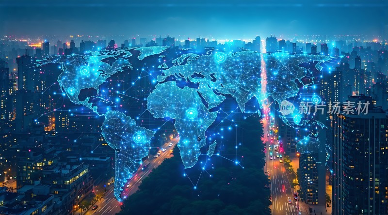 全球网络互联城市夜景