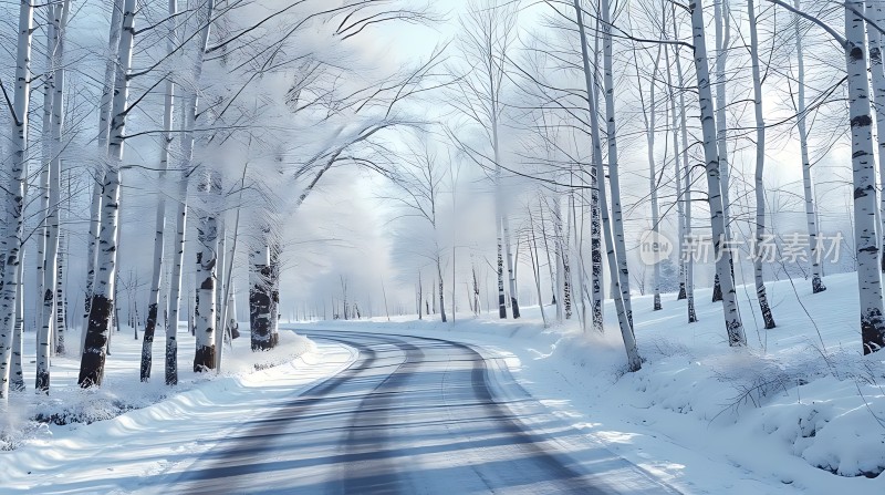 雪地小径上的冬日美景