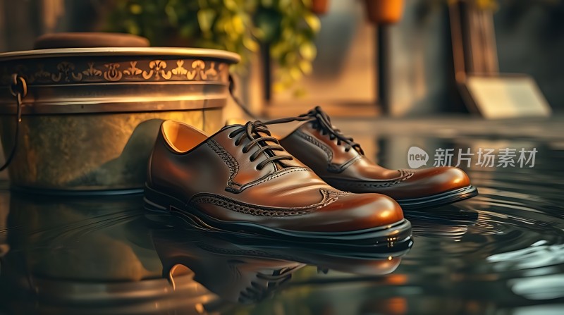 新片场素材 精致皮鞋静候时光