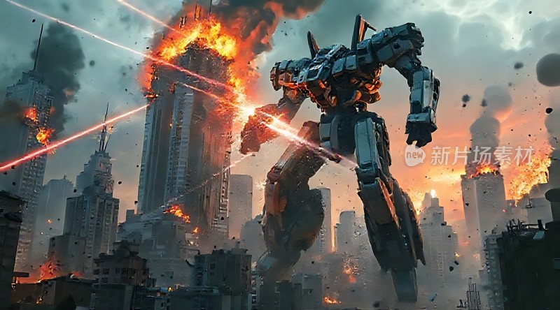 机械巨兽战火中的城市