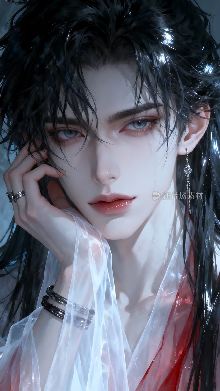 黑发红衣神秘优雅