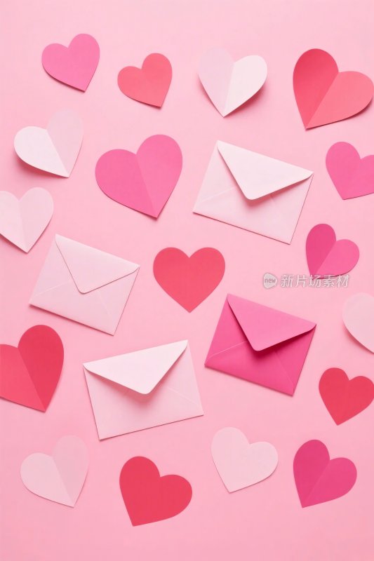 粉色爱心信封装饰