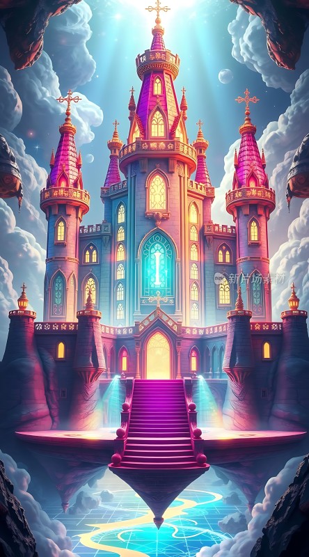 梦幻城堡神秘天空下的奇幻宫殿