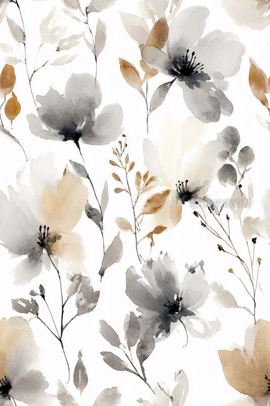 花卉水彩风格图案