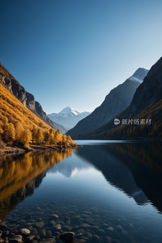 山倒映在湖的静水中高清风景图片