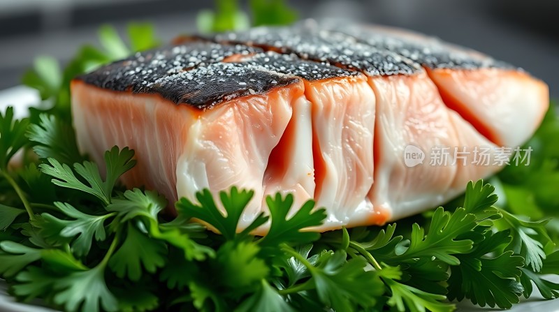 烤三文鱼配香菜