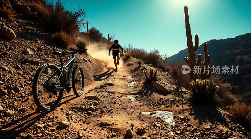骑行者的冒险之旅沙漠山地自行车挑战